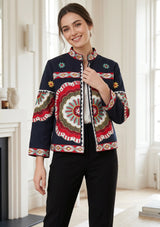 ibBan Hand Embroidered Winter Jacket for Women | Luxury Artisan Outerwear - Rose