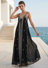 ibBan Premium Cotton Maxi Dress with Hand Embroidery - Rowi