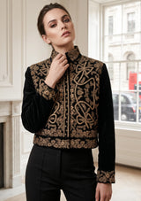 ibBan Luxury Black Jacket with Heavy Gold Hand Embroidery - Goldy Jacket
