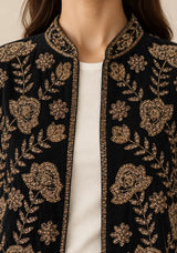 ibBan Women’s Black  Hand Embroidered Beaded Jacket - Morgan