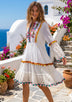 Luxury White Cotton Embroidered Summer Dress for Women | ibBan-Fani