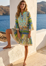 ibBan Premium Cotton Hand Embroidered Short Tunic Dress -Alimra