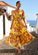 ibBan Printed Cotton Georgette Maxi Dress | Women's Summer Long Dress -Romilly