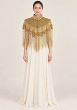 ibBan Gold Luxury Embroidered Evening Cape -Efli