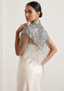 ibBan Silver Hand Beaded Party Cape | Luxury Embroidered Evening Cape -Efli