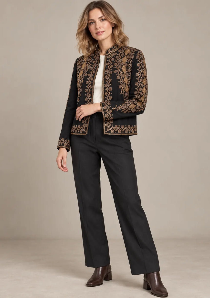 ibBan Women’s Jacket with Hand Embroidered Beadwork - Mabel