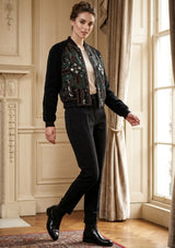 ibBan Women's Hand Embroidered Bomber Jacket -Anum