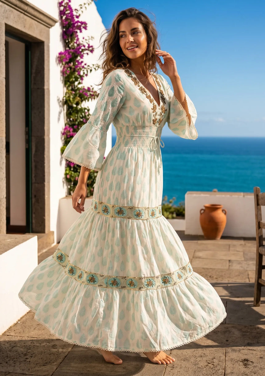 ibBan Summer Long Dress with Hand Embroidery | Elegant Maxi Dress - Tarra