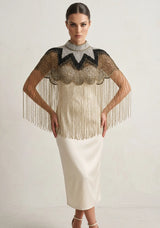 ibBan Hand Beaded Embroidered Party Cape | Luxury Women's Evening Cape - Liza
