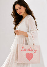 Women's Embroidered Canvas Tote Bag - Lindsey