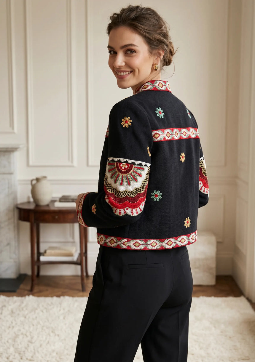 ibBan Hand Embroidered Winter Jacket for Women | Luxury Artisan Outerwear - Rose