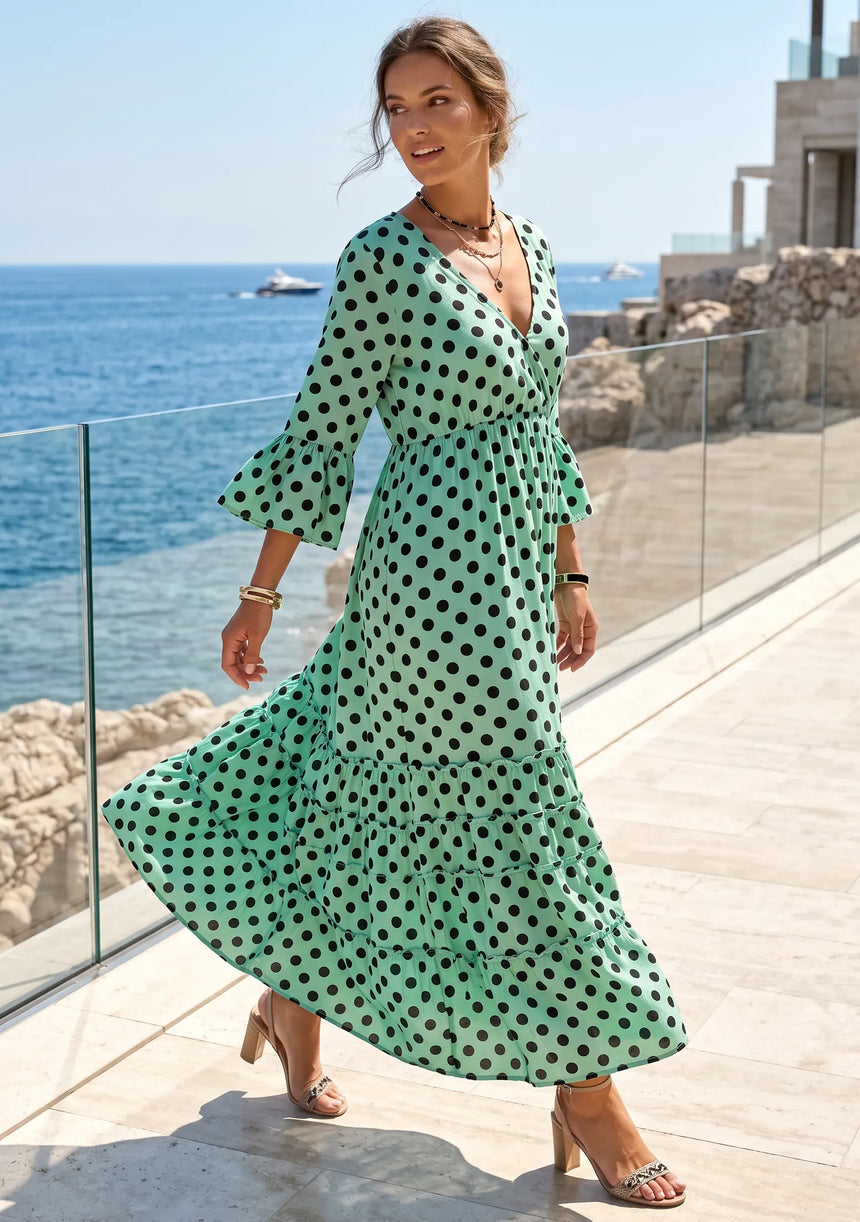 ibBan Printed Cotton Maxi Dress | Women's Polka Dot Summer Dress - Polka Dress