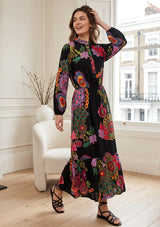 ibBan Women’s Black Multicolor Printed  Long Tunic - Asrar