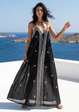 ibBan Premium Cotton Maxi Dress with Hand Embroidery - Rowi