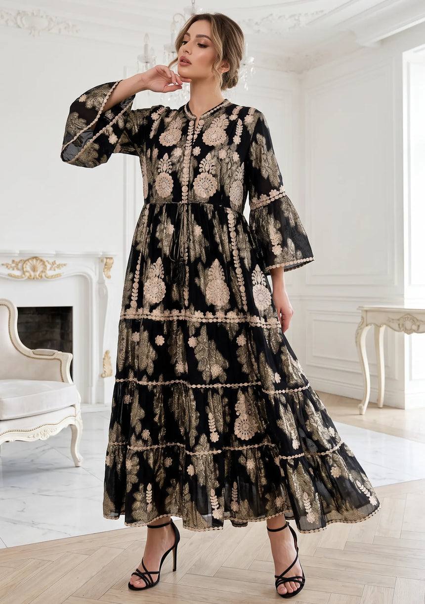 ibBan Women's Hand Embroidered Long Tunic -Mavi Long Tunic