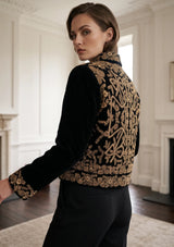 ibBan Luxury Black Jacket with Heavy Gold Hand Embroidery - Goldy Jacket