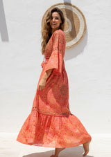 ibBan Printed Long Dress with Hand Embroidery | Women's Resort Maxi Dress - Maya