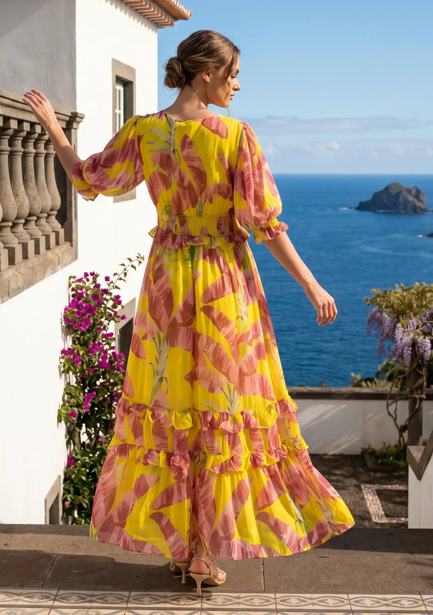 ibBan Printed Cotton Georgette Maxi Dress | Women's Summer Long Dress -Romilly