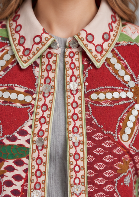 IbBan Embellished Cotton Canvas Jacket - Mariana