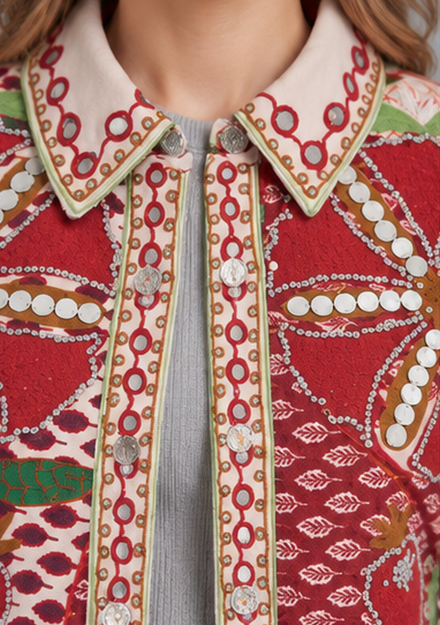 IbBan Embellished Cotton Canvas Jacket - Mariana