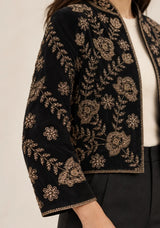 ibBan Women’s Black  Hand Embroidered Beaded Jacket - Morgan