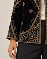 ibBan Women’s Black Mesh Jacket with Hand Embroidered - Jordyan