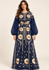 ibBan Floral Embroidered Cotton Long Dress - Johri