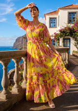 ibBan Printed Cotton Georgette Maxi Dress | Women's Summer Long Dress -Romilly