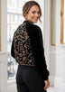 ibBan Women's Leather Sleeve Hand Embroidered Jacket - Asleen
