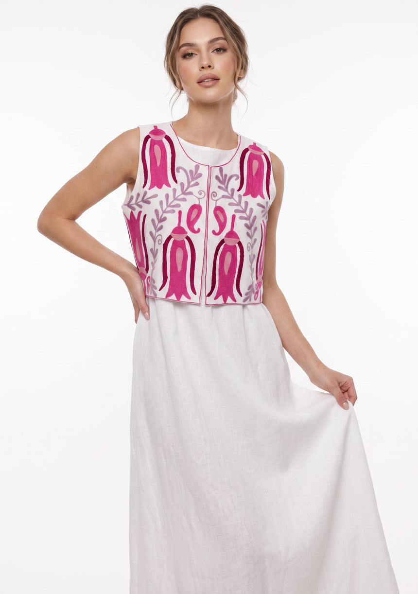 Women's Outing wear Open Front Round Neck Gilet - Vesana