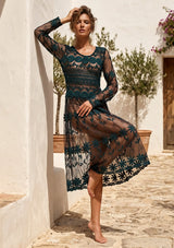ibBan Premium Cotton Kureshia Dress for Women | Elegant Embroidered Midi Dress - Kureshia dress