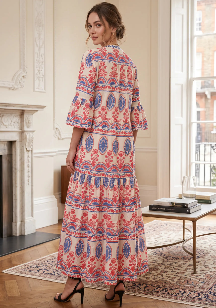 ibBan Cream Multicolour Printed Cotton Long Tunic -  Pisley