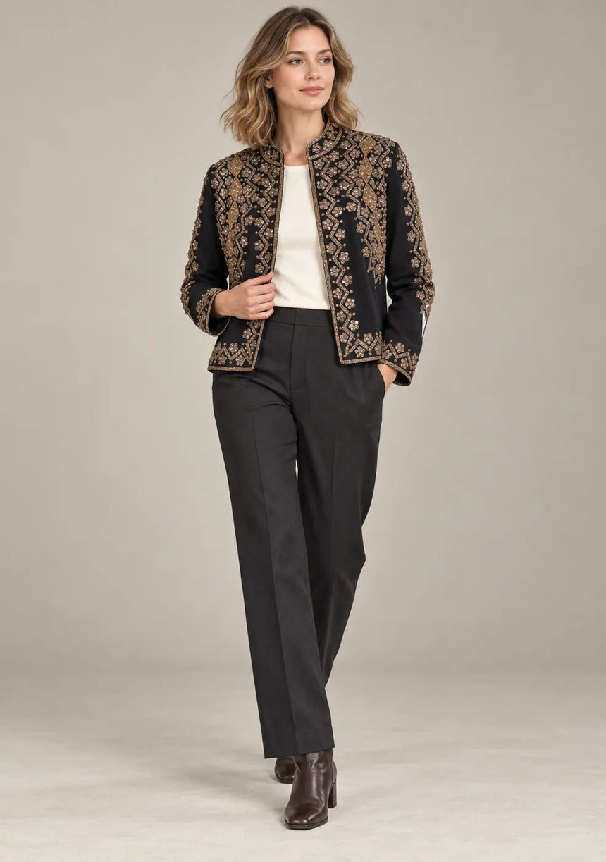 ibBan Women’s Jacket with Hand Embroidered Beadwork - Mabel