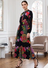 ibBan Women’s Black Multicolor Printed  Long Tunic - Asrar