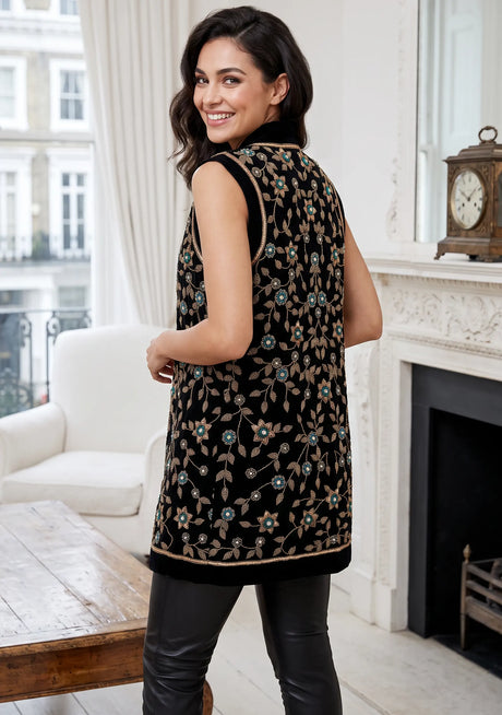 ibBan Gilet Luxe pour Femme Brodé Main | Gilet sans Manches de Créateur -Asleen