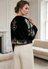 ibBan Women's Hand Embroidered Velvet Winter Jacket- Nigar Jacket