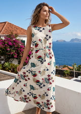 ibBan Sleeveless Printed Cotton Maxi Dress | Summer Collection -Suki