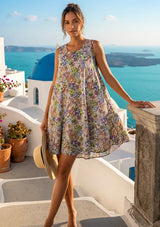 ibBan Printed Cotton Mini Dress | Women's Floral Summer Dress - Bani