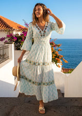 ibBan Summer Long Dress with Hand Embroidery | Elegant Maxi Dress - Tarra