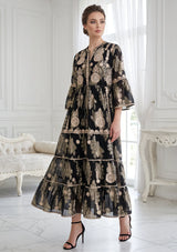 ibBan Women's Hand Embroidered Long Tunic -Mavi Long Tunic