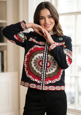 ibBan Hand Embroidered Winter Jacket for Women | Luxury Artisan Outerwear - Rose