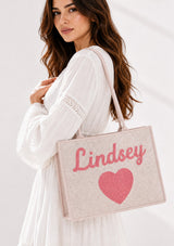Women's Embroidered Canvas Tote Bag - Lindsey