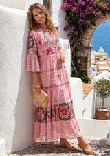 Women's Hand Embroidery Cotton Long Tunic Dress with Embroidery | ibBan - Orla