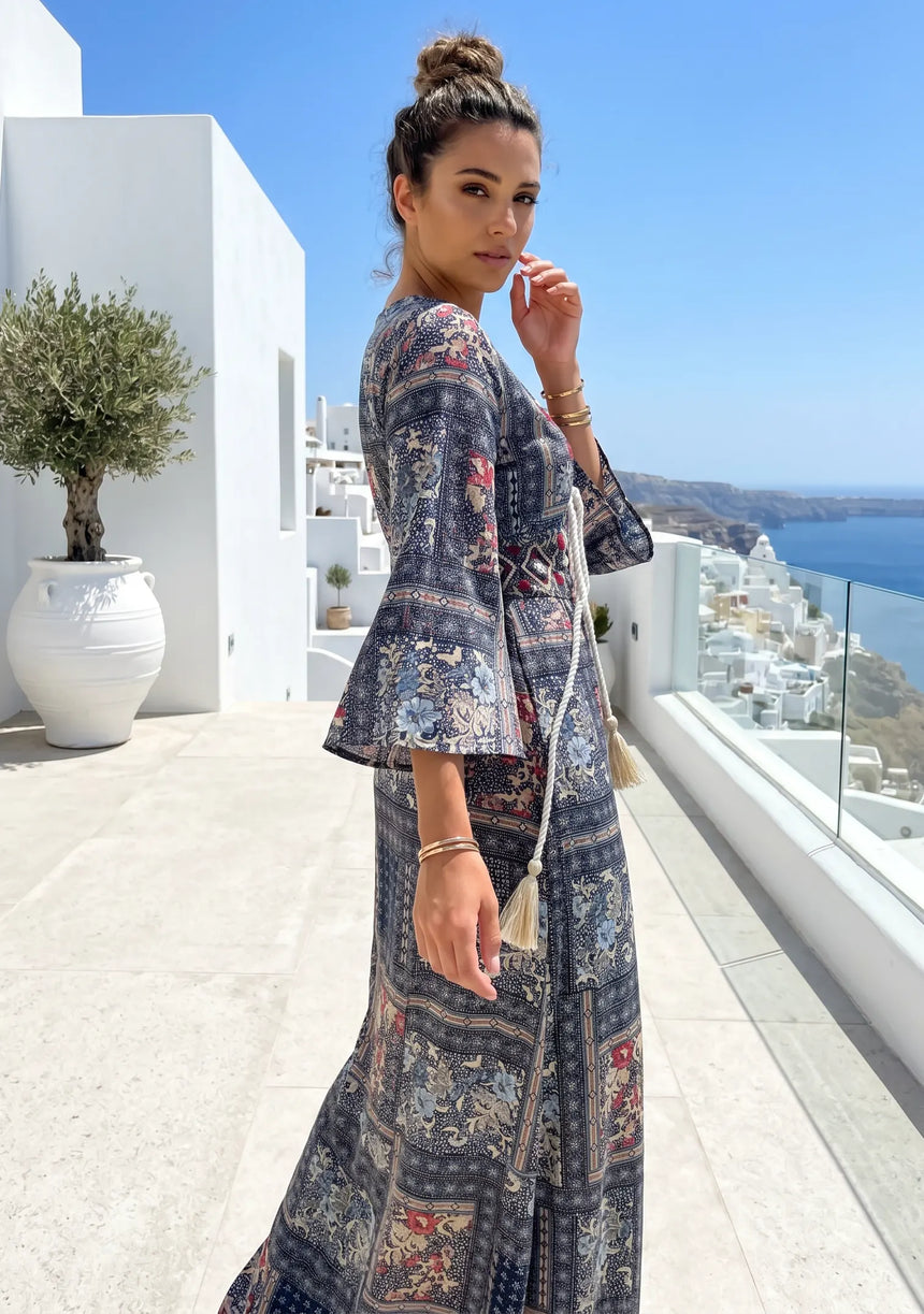 Boho Printed Cotton Long Dress for Women | ibBan Resort Collection - Rica