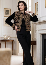 ibBan Luxury Black Jacket with Heavy Gold Hand Embroidery - Goldy Jacket