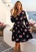 ibBan Black Floral Printed Cotton Summer Dress | Women's Casual Holiday Dress -Dalia