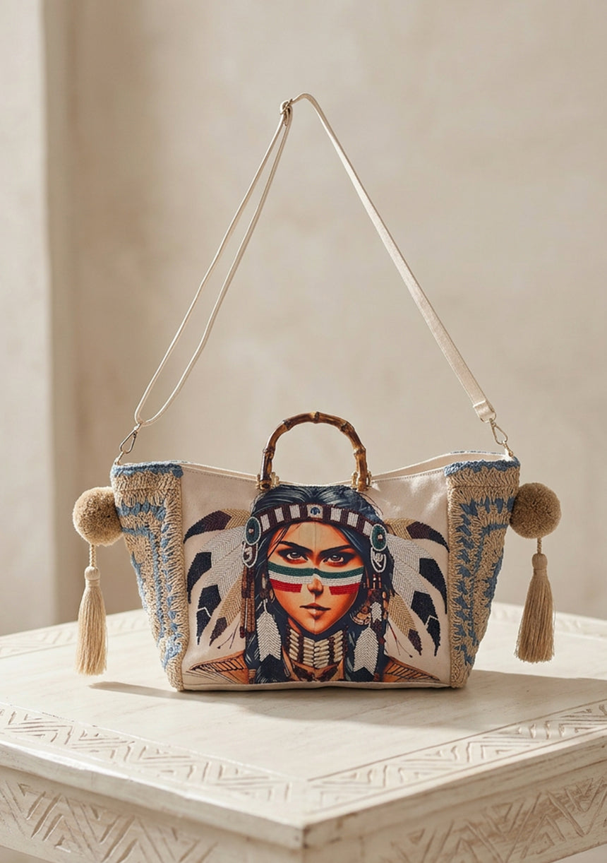 Bolso de lona bordado para mujer - Lea