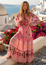 ibBan Pink Embroidered Cotton Maxi Dress | Women's Bohemian Resort Wear-Orla