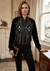 ibBan Women's Hand Embroidered Bomber Jacket -Anum