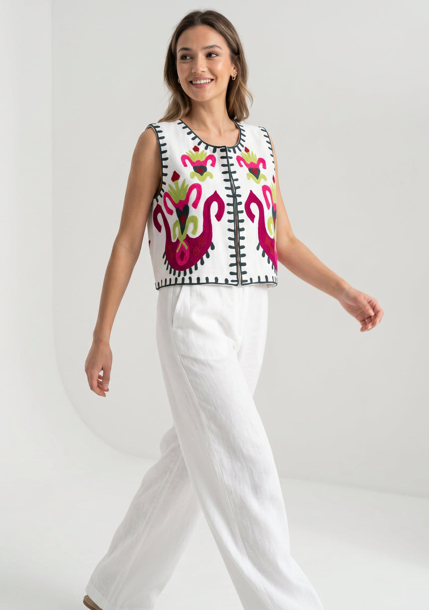 Women's Outing wear Open Front V-Neck Gilet - Sona
